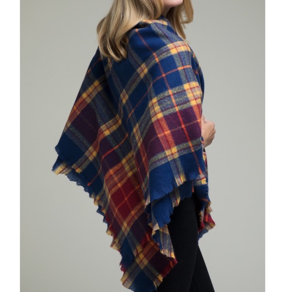 Soft brushed tartan plaid square oversized scarf - Picture 3 of 3
